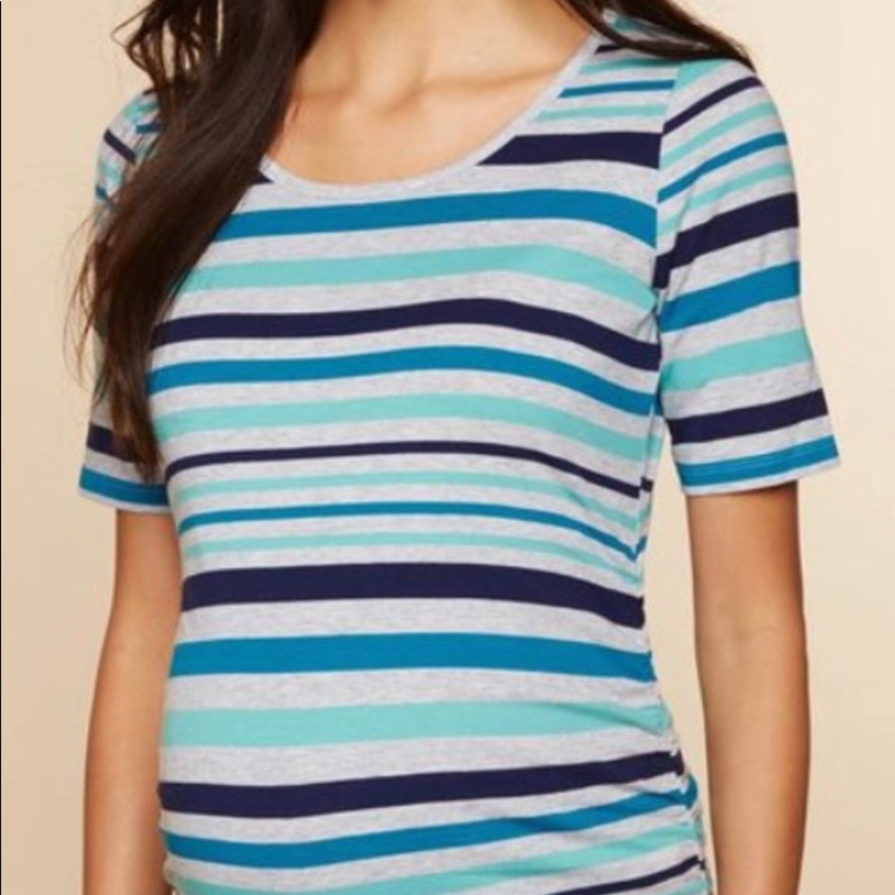Motherhood Maternity Striped Short Sleeve T Shirt